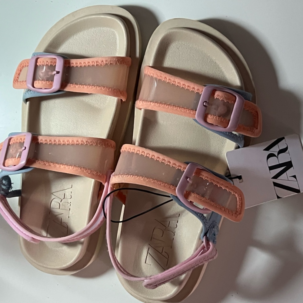 Zara Pink and Orange Sandals with Adjustable Straps